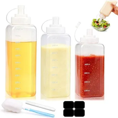 Zdjęcie produktu dla Zestaw butelek o zawartości 3 - 1000 ml/800 ml/600 ml - duży otwór - łatwe dozowanie - Vemera