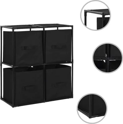 Produktbild von Lagerschrank mit 4 Stoffkörben Schwarz 63×30×71 cm Stahl