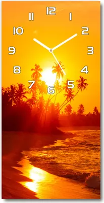 Produktbild von Wanduhr aus Glas – 30x60 cm - Glasbild - Glasuhr - Gehärtetes Glas -Tropischer Strand