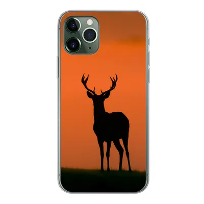 Produktbild von MuchoWow® Handyhülle Schutzhülle Hülle für iPhone 11 Pro Hirsch - Scherenschnitt - Nebel Silikon Softcase Handy Hülle - Handy