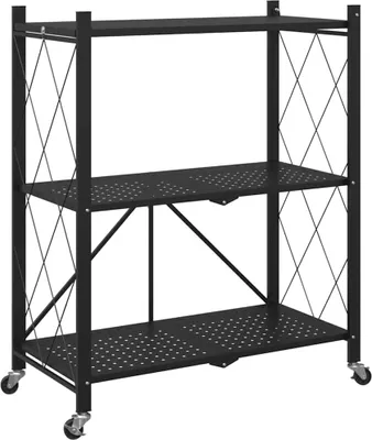 Obrázek produktu pro Úložná police na kolečkách černá 71 x 34 x 88 cm ocel