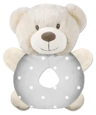 Image de Interbaby Ourson hochet peluche beige gris 17 cm