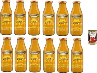 Produktbild von Bottega di Sicilia Passata con Pomodorino Ciliegino Giallo, Tomatensauce mit gelber Kirschtomate 12x 520 g + Italian Gourmet polpa 400g