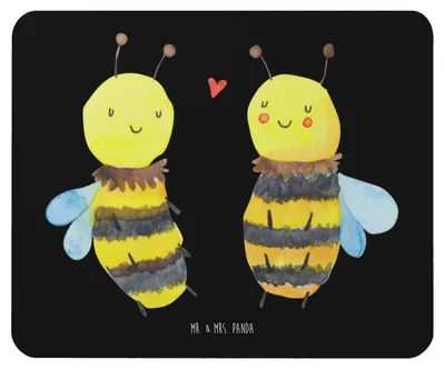 Produktbild von Mr. & Mrs. Panda Mousepad Biene Verliebt - Schwarz - Geschenk, laptop, Hummel, mousematte, Mauspad, Mouse Pad