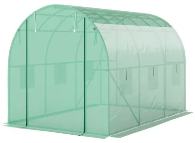 Produktbild von Tomatenhaus, Gewächshaus Folientunnel begehbar, Polytunnel mit Stahlrahmen, Grün | verstärkte PE-Abdeckung | 85% Lichtdurchlass | 300 x 200 x 195 cm