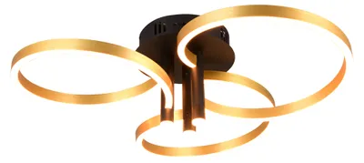 Image de Plafonnier LED CARUSO 43 W, de 2 700 à 3 500 K, 4 980 lm, métal doré et noir, dimensions : 20 x 65 x 65 cm, IP20, Trio