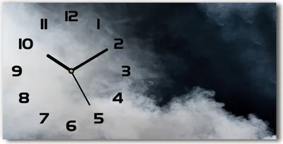 Produktbild von Wanduhr aus Glas – 60x30 cm - Glasbild - Glasuhr - Gehärtetes Glas - schwarze-zeiger - weißer Rauch