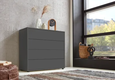 Produktbild von BMG Möbel Kommode Mailand 3 (Schubladenkommode Sideboard Kommode Anrichte, in anthrazit), Push-to-open-Funktion