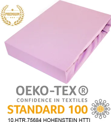Produktbild von Spannbettlaken Jersey Bettlaken Betttuch Laken mit Gummizug 100% Baumwolle 90x160 cm VIOLETT PREMIUM