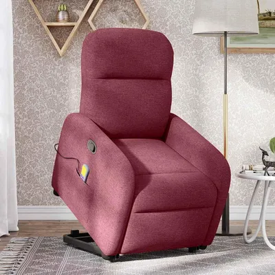 Immagine prodotto di vidaXL Poltrona massaggiante con ausilio per la posizione eretta in tessuto rosso vino