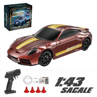 Produktbild von Mini RC-Drift-Auto im Maßstab ferngesteuertes 4WD-Rennauto mit Gyroskop, Beleuchtung und 2,4-GHz-Steuerung - Rot B