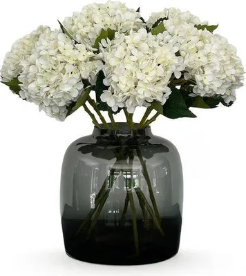 Produktbild von Künstliche Hortensien Weiß 52cm 8er-Set Realistische Kunstblumen Blumenstrauß
