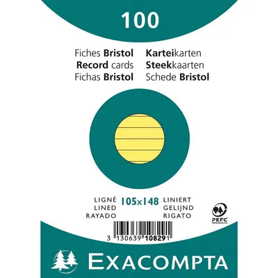 Produktbild von Exacompta Karteikarte 10829SE DIN A6 liniert gelb 100 St./Pack.