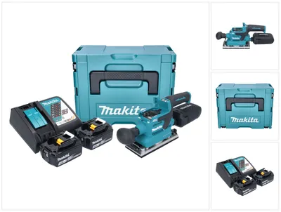 Produktbild von Makita DBO 382 RMJ Akku Schwingschleifer 18 V 93 x 185 mm Brushless + 2x Akku 4,0 Ah + Ladegerät + Makpac
