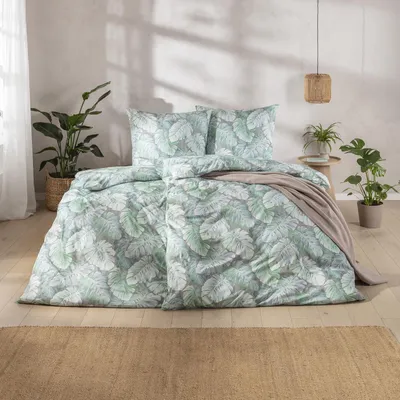 Produktbild von Estella Interlock Jersey Bettwäsche Rabea 6301-545 Tropenblatt 135x200
