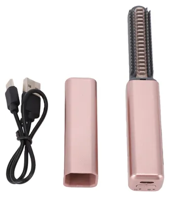 Image de Mini lisseur, rechargeable par USB, chauffe en 15 secondes, sans fil, petit lisseur pour les cheveux courts, couleur or rose
