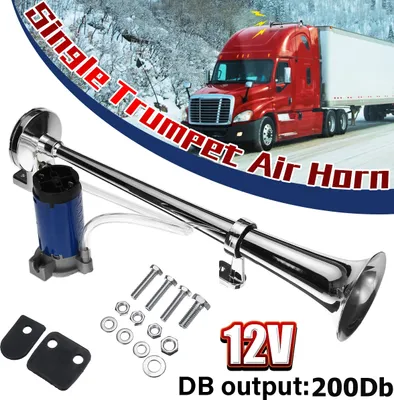 Obrázok produktu pre Audew 12V 178DB Silver Singal Trumpet Horn Vzduchový klaksón Chrome Hlasný kompresor Truck