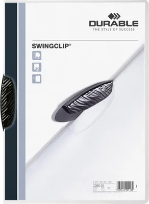 Obrázek produktu pro Durable Klemmmappe transp./schwarz A4 Swingclip für 30 Blatt - Packung mit 25