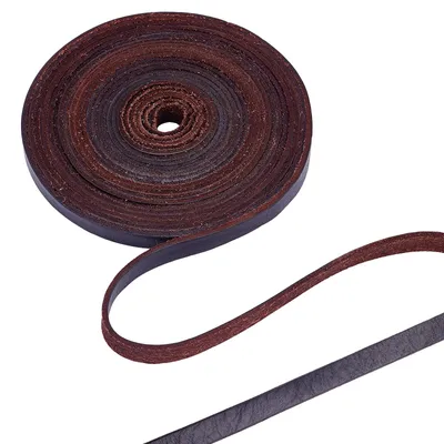 Lederband 10 mm dunkelbraun, Vollnarbenleder, 5,5 m für DIY
