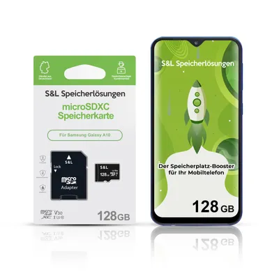 Produktbild von microSD Speicherkarte S&L für Samsung Galaxy A10 - Speicherkapazität: 128 GB