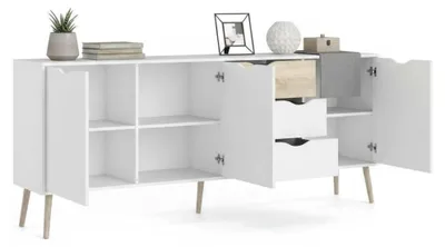 Image de Sideboard OSLO blanc / chêne structuré