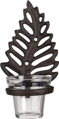 Obrázek produktu pro Stojánek na čajovou svíčku Clayre & Eef Feather 10x12x19 cm Hnědá litina