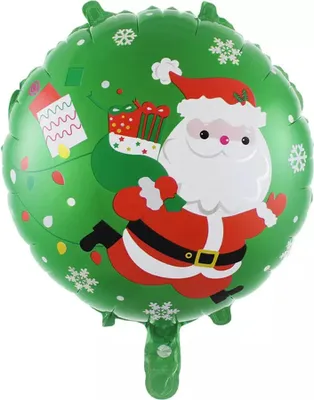Obrázok produktu pre Vianočný fóliový balónik, okrúhly - Father Christmas červeno-zelený, cca 45 cm