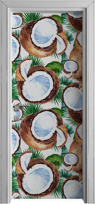 Produktbild von Tür Selbstklebende 80x210 cm Türfolie Türtapete Klebefolie - Exotische Frucht Kokosnuss