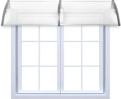 Produktbild von Vordach für Haustür Überdachung 200 x 100 cm,Grau Pultbogenvordach Pultvordach aus Transparent Polycarbonat, Wetterschutz Haustürvordach für Türdach und Fenster,UV-beständig