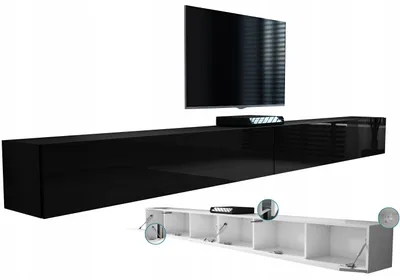Zdjęcie produktu dla Wisząca szafka RTV pod telewizor nowoczesna POZIOMA czarna 300 320cm