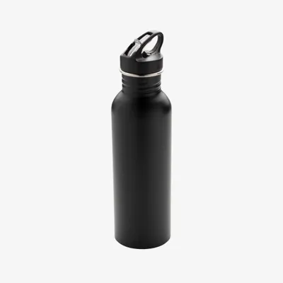 Image de Bouteille de sport Deluxe 710 ml en acier inoxydable noir