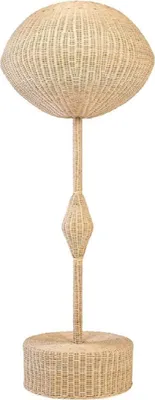 Image de Casa Padrino Luxe Lampadaire design naturel Ø 70 x H. 177 cm - Lampadaire rond en rotin - Lampadaire de salon - Luminaires de luxe - Lampadaires de luxe
