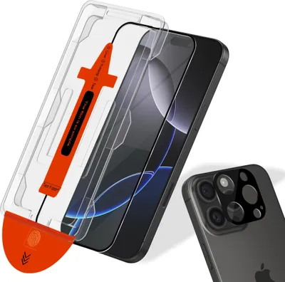 Zdjęcie produktu dla 1-pak iPhone 16 Pro Max Szkło ochronne na ekran & 1-pak ochrona obiektywu - Szkło hartowane | [Automatyczna instalacja] - Bez bąbelków