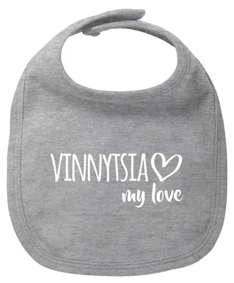 Produktbild von Huuraa Baby Lätzchen Vinnytsia my love Heather Grey Klettverschluss  Baumwolle Latz Geschenkidee