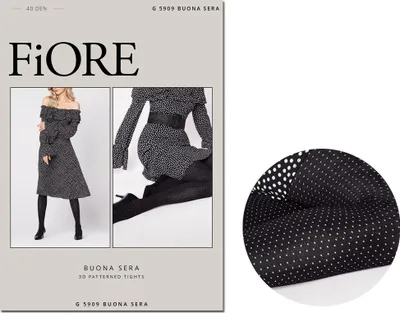 Produktbild von Schwarze 40-Strumpfhose mit weißen Fiore-Punkten 2 Black