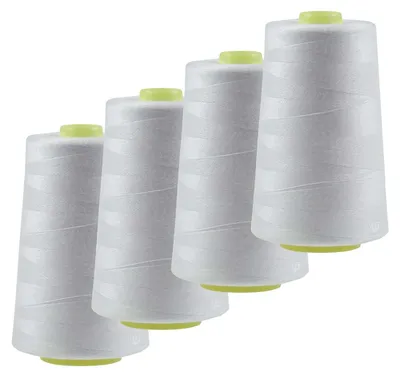 Produktbild von 4 x 4572m Overlock-Garn Overlock-Nähgarn Polyestergarn Farbe 501 bis 540, Farbe:A502 weiß