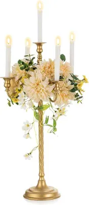 Produktbild von Goldschmiedeelektrolierter Kandelaber, 71 cm, 5-armig, vintage Stil, für Festtisch, Weihnachten, Hochzeit, Party.