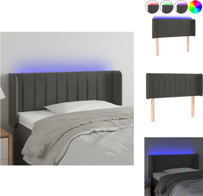 Produktbild von vidaXL LED Kopfteil Dunkelgrau 83x16x78/88 cm Samt -  Kopf- & Fußenden