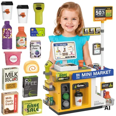 Productafbeelding van Woopie Mini Market Interactieve kassascanneraccessoires Klinkt licht