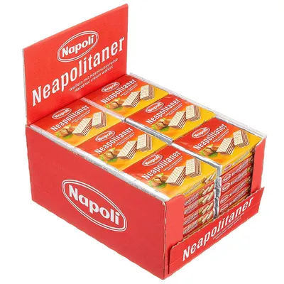Produktbild von Napoli Neapolitaner Waffeln mit Haselnusscreme 65g 48er Pack