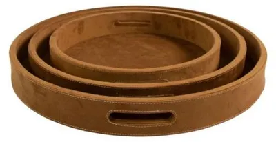 Zdjęcie produktu dla Mars & More: Okrągłe tace serwujące, kolor: brąz, średnica: 30, 38, 45 cm (zestaw 3 sztuk)