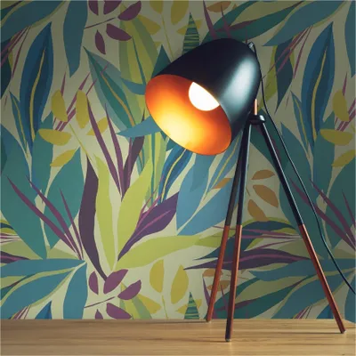 Produktbild von Tapete Floral M1-No.11992 Vliestapete Blätter Blau Grün Wohnzimmer Schlafzimmer Küche