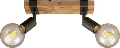 Produktbild von Spotleuchte Deckenlampe schwenkbar 2xE27 Metall-Holz Gunmetal 25W Briloner