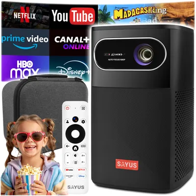 Zdjęcie produktu dla PROJEKTOR RZUTNIK DLP 4K FULL HD WiFi ANDROID SMART GOOGLE TV BEZPRZEWODOWY