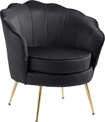 Immagine prodotto di Poltrona con rivestimento in velluto - Sedia - Elevato comfort di seduta e design nostalgico. Colore: nero
