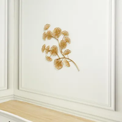 Produktbild von Wanddekoration aus Metall Goldene Blumen 52 cm