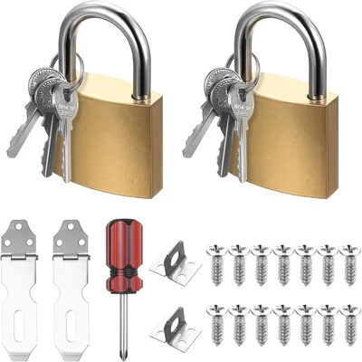 Imagen del producto de 2 candados de latón, de 36,7 mm, para maletas y armarios