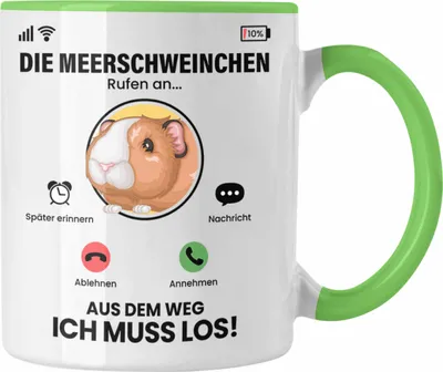 Produktbild von Trendation - Die Meerschweinchen Rufen An Tasse Geschenk für Meerschweinchen Züchter Besitzer Geschenkidee Lustig Spruch (Grün)