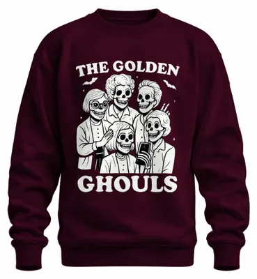 Zdjęcie produktu dla Golden Ghouls Skelett Seniorinnen Parodie Retro Halloween vintage Uni  Bluza Pullover, Bordowy, XL