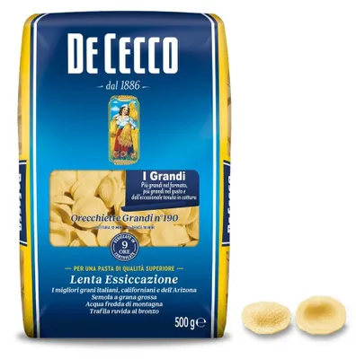Produktbild von De Cecco Orecchiette Grandi n°190 Hartweizengrieß Pasta 500g
